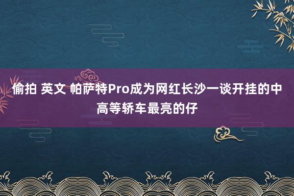 偷拍 英文 帕萨特Pro成为网红长沙一谈开挂的中高等轿车最亮的仔