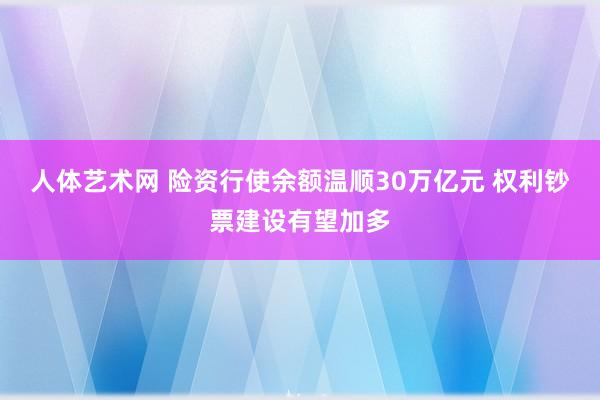 人体艺术网 险资行使余额温顺30万亿元 权利钞票建设有望加多