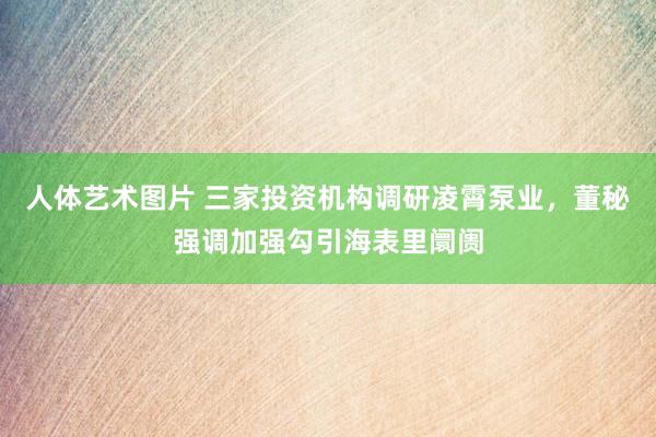 人体艺术图片 三家投资机构调研凌霄泵业，董秘强调加强勾引海表里阛阓