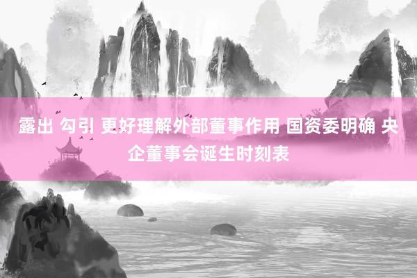 露出 勾引 更好理解外部董事作用 国资委明确 央企董事会诞生时刻表