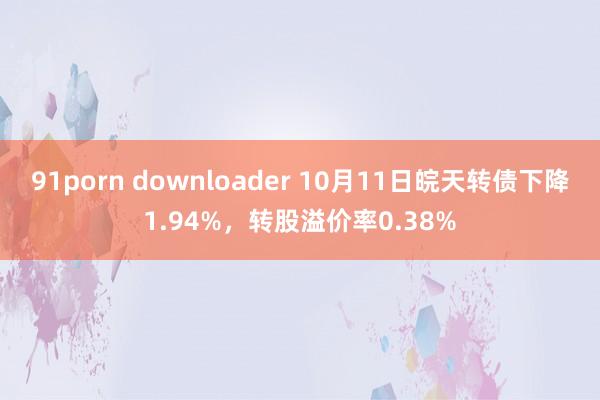 91porn downloader 10月11日皖天转债下降1.94%，转股溢价率0.38%