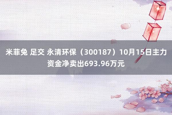 米菲兔 足交 永清环保（300187）10月15日主力资金净卖出693.96万元