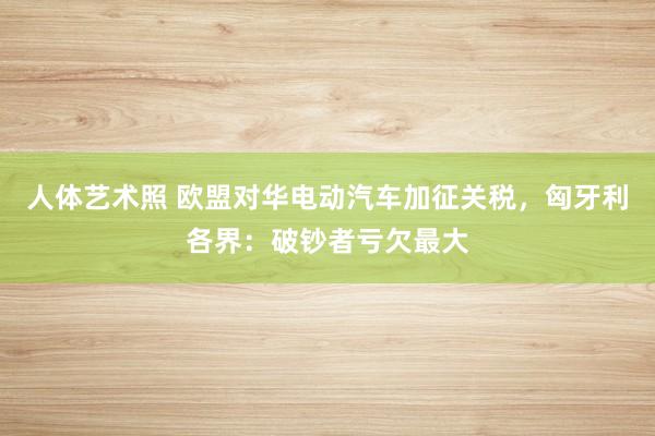 人体艺术照 欧盟对华电动汽车加征关税，匈牙利各界：破钞者亏欠最大