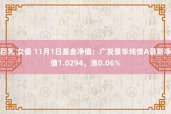 巨乳 女優 11月1日基金净值：广发景华纯债A最新净值1.0294，涨0.06%