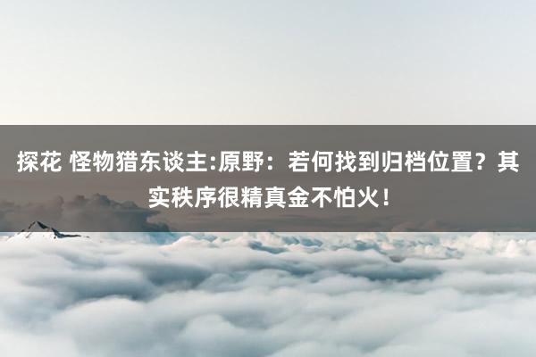 探花 怪物猎东谈主:原野：若何找到归档位置？其实秩序很精真金不怕火！