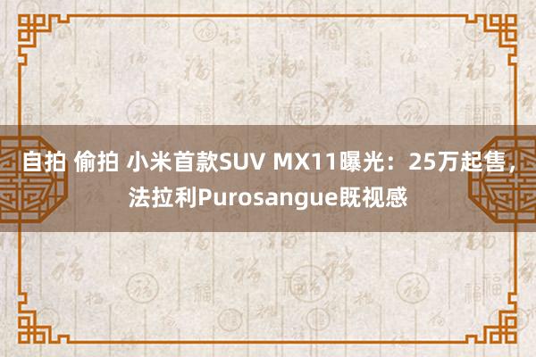 自拍 偷拍 小米首款SUV MX11曝光：25万起售，法拉利Purosangue既视感